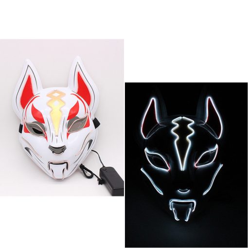 Glowing Cat Face Mask For Women Demon Slayer Cold Light Fox Mask Masquerade Cosplay Props Bar Haunted House Christmas Decor - Image 6