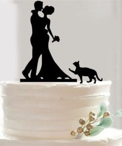 Acrylic Wedding Cake Topper Romantic Couple design with cute cat Wedding Cake Toppers Cake Top Decorating Decoration Mariage