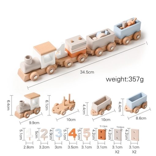 Wooden Children's Birthday Train Toy Baby Birthday Milestone Toy - Image 2