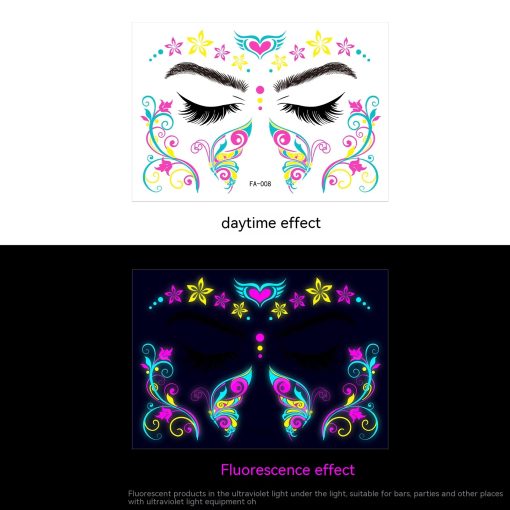Music Festival Fluorescent Face Pasters Waterproof Nightclub Masquerade - Image 6
