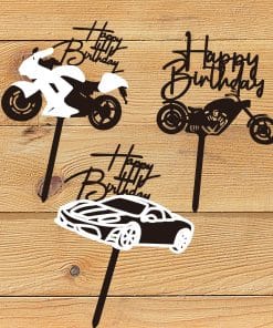 Motorcycle Car Birthday Cake Insertion Party Decoration
