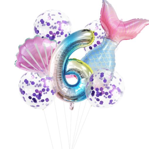 Fishtail Digital Balloon Party Birthday Decoration Mermaid Balloon Package 32-inch - Image 8