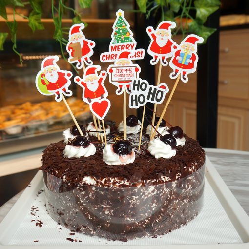 9 Piece Set Of Cartoon Santa Claus Cake Card Decoration - Image 2