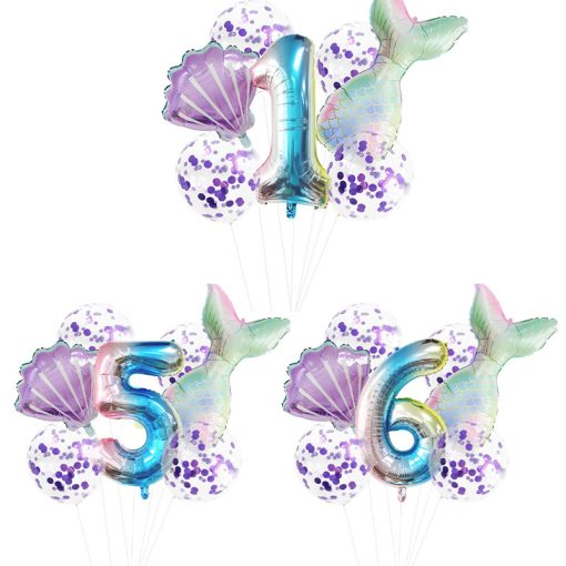 Fishtail Digital Balloon Party Birthday Decoration Mermaid Balloon Package 32-inch - Image 10