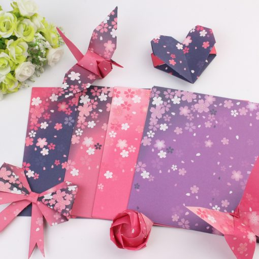 Double-sided Two-color Japanese-style Floral Origami Square Printing Origami - Image 5