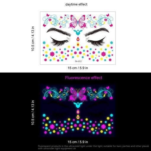 Music Festival Fluorescent Face Pasters Waterproof Nightclub Masquerade - Image 5