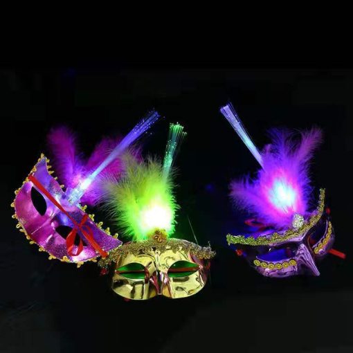 Glowing Fiber Optic Mask Halloween Masquerade Led Princess Feather Children - Image 6