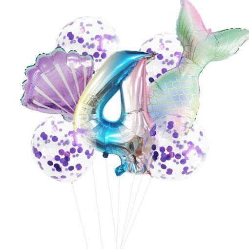 Fishtail Digital Balloon Party Birthday Decoration Mermaid Balloon Package 32-inch - Image 4