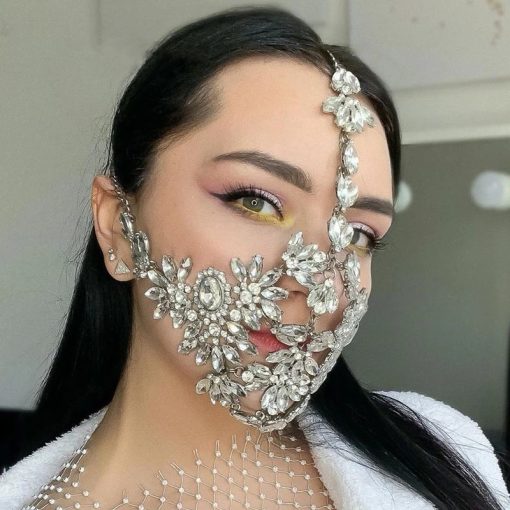 Fashion Exaggerated Halloween Rhinestone Crystal Masquerade Mask Party - Image 4