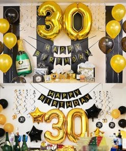 Black Gold Birthday Party Balloon Decoration Set Gilding