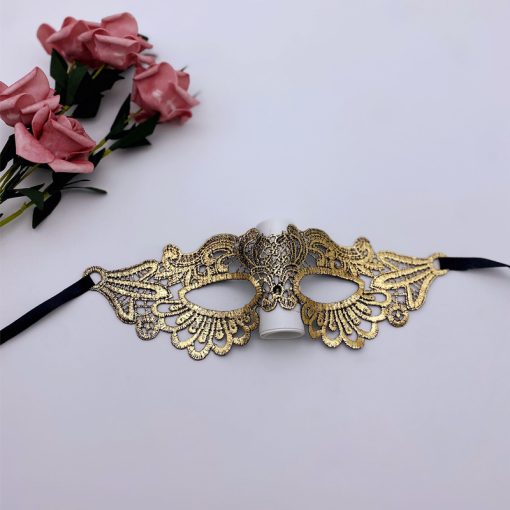 Halloween Adult Princess Masquerade Golden Lace Mask Bronzing Half Face Eye Mask For Women - Image 4