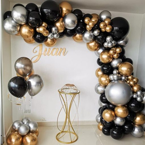 New 18 Inch Black Gold Latex Balloon Birthday Party Balloon Chain Set Decoration Balloon - Image 5