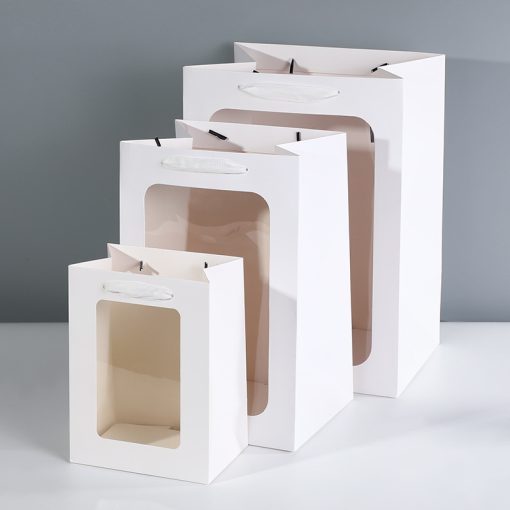 Open Window Transparent Bouquet Gift Bag Holiday Teacher's Day Gift Paper Bag Birthday Doll Gift Packaging Handbag - Image 3
