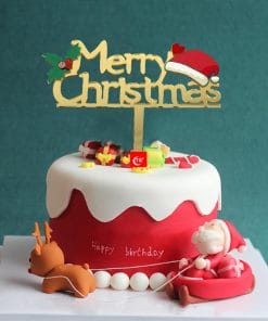 Merry Christmas Christmas hat acrylic cake topper insert card