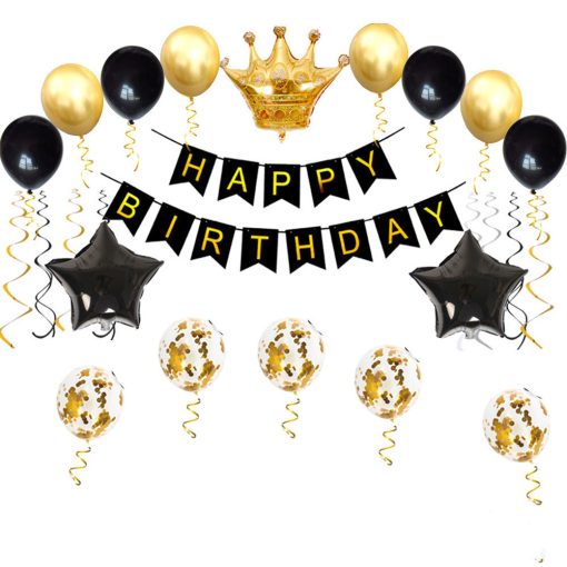 Black Gold Birthday Party Balloon Decoration Set Gilding - Image 2