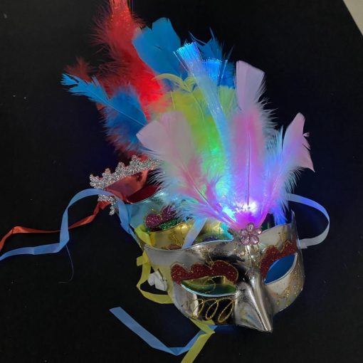 Glowing Fiber Optic Mask Halloween Masquerade Led Princess Feather Children - Image 7