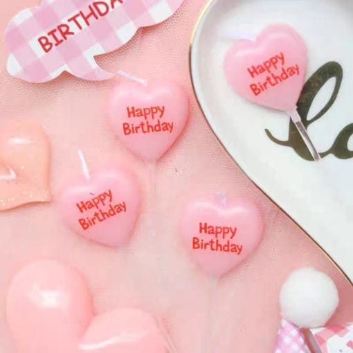 Love-shaped Happy Birthday Cake Decorated With Candles - Image 5
