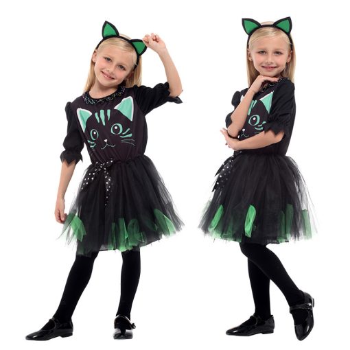 Children's Masquerade Costume Black Cat Princess Dress - Image 3