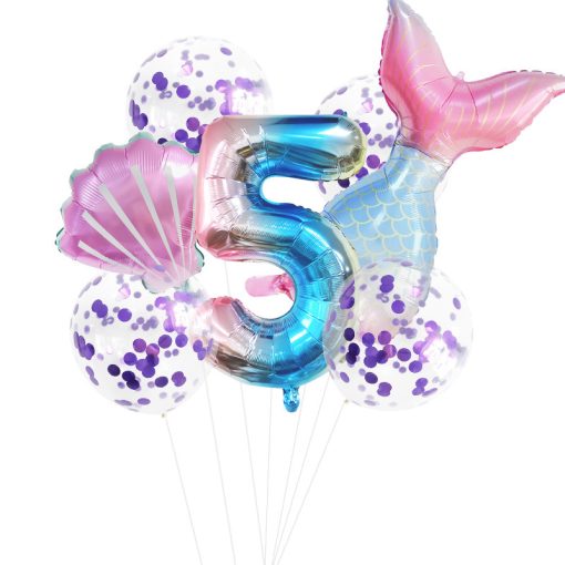 Fishtail Digital Balloon Party Birthday Decoration Mermaid Balloon Package 32-inch - Image 2