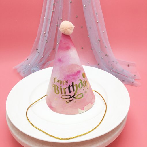 Party Decoration Modern Pink Gold Black Gold Stripe Birthday Hat - Image 7
