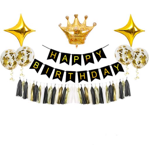 Black Gold Birthday Party Balloon Decoration Set Gilding - Image 4