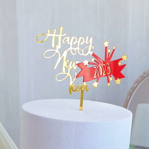 Acrylic New Year Cake Decoration Happy New Year Party Plugin - Image 5