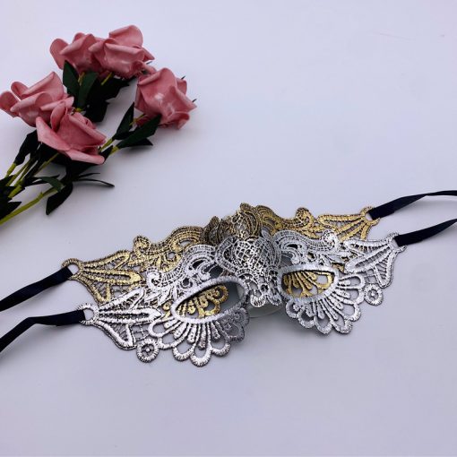 Halloween Adult Princess Masquerade Golden Lace Mask Bronzing Half Face Eye Mask For Women - Image 7