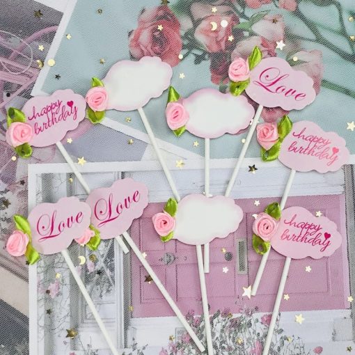 Birthday Cake Decoration Blank Writable Bowknot Flower - Image 10