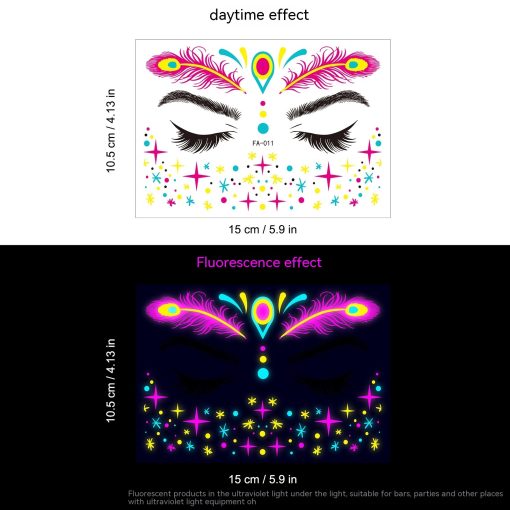 Music Festival Fluorescent Face Pasters Waterproof Nightclub Masquerade - Image 2