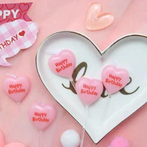 Love-shaped Happy Birthday Cake Decorated With Candles - Image 2