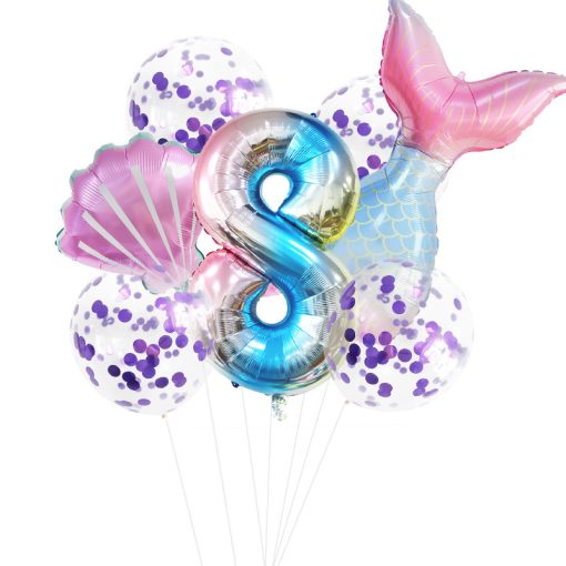 Fishtail Digital Balloon Party Birthday Decoration Mermaid Balloon Package 32-inch - Image 9