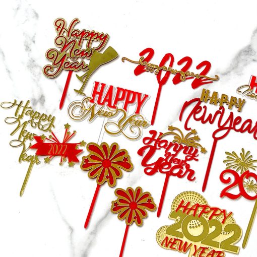 Acrylic New Year Cake Decoration Happy New Year Party Plugin - Image 3