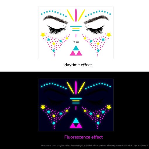 Music Festival Fluorescent Face Pasters Waterproof Nightclub Masquerade - Image 4