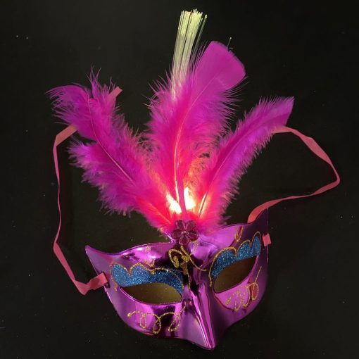 Glowing Fiber Optic Mask Halloween Masquerade Led Princess Feather Children - Image 5