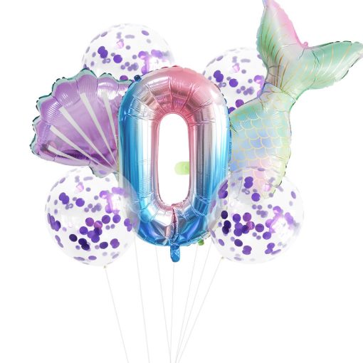 Fishtail Digital Balloon Party Birthday Decoration Mermaid Balloon Package 32-inch - Image 3