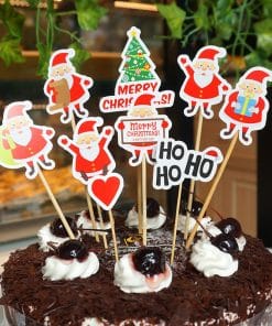 9 Piece Set Of Cartoon Santa Claus Cake Card Decoration