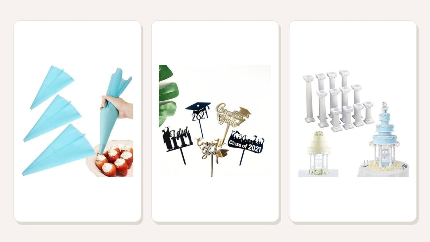 Cake Decorating Supplies Guide: Bags, Toppers & Pillars 4 Cake decorating tools and topper examples